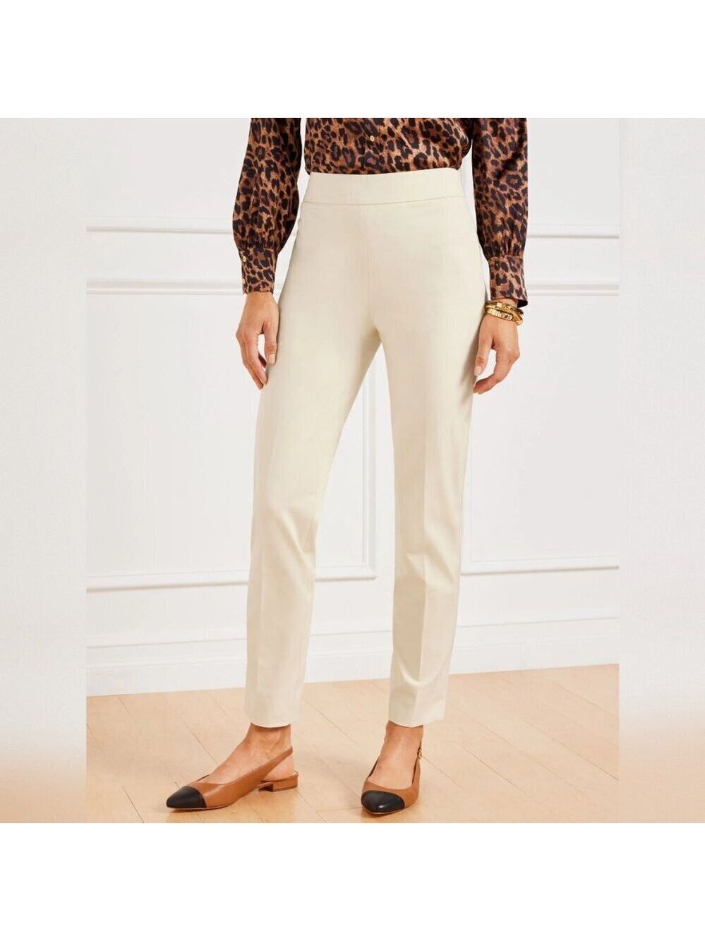 Talbots Chatham Slim Ankle Pant Beige Cotton Bi Stretch Twill Women's Size 6